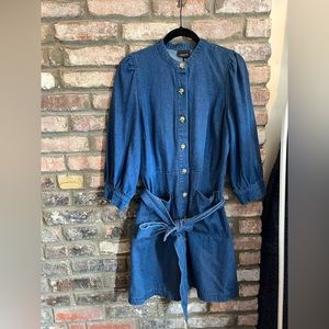 Button up 3/4 sleeve denim dress